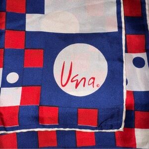 Rare Red and Blue Checkered Silk Scarf
